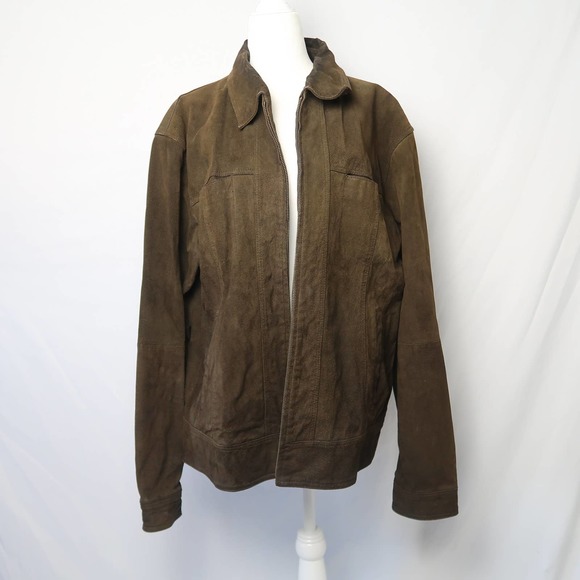 Vintage Penman's Men's olive green suede leather zip front bomber jacket L - Picture 5 of 6